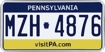 PA license plate MZH4876