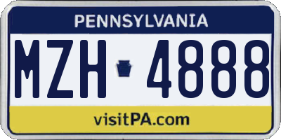 PA license plate MZH4888