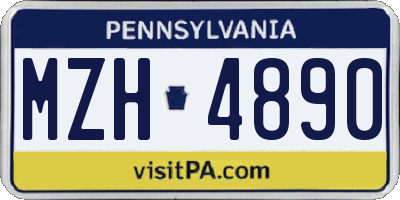 PA license plate MZH4890