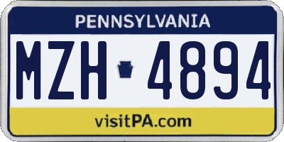 PA license plate MZH4894
