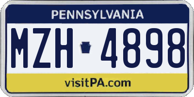 PA license plate MZH4898