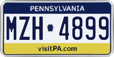 PA license plate MZH4899