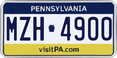 PA license plate MZH4900