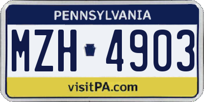 PA license plate MZH4903