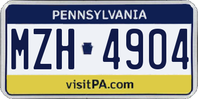 PA license plate MZH4904