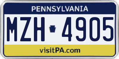 PA license plate MZH4905
