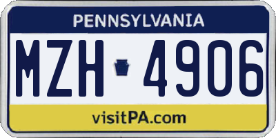 PA license plate MZH4906