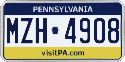 PA license plate MZH4908