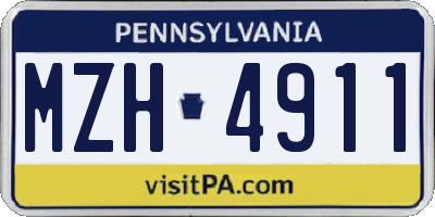 PA license plate MZH4911