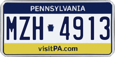 PA license plate MZH4913