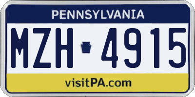 PA license plate MZH4915