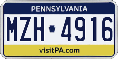 PA license plate MZH4916
