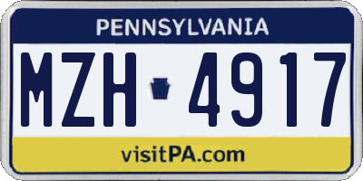 PA license plate MZH4917