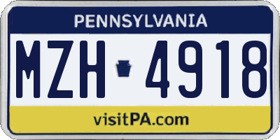 PA license plate MZH4918