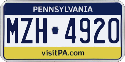 PA license plate MZH4920