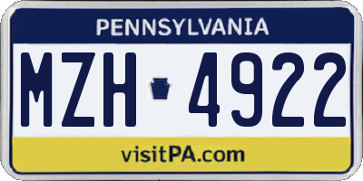 PA license plate MZH4922