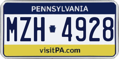 PA license plate MZH4928