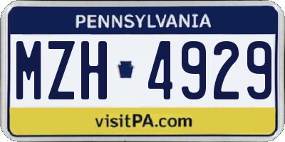 PA license plate MZH4929
