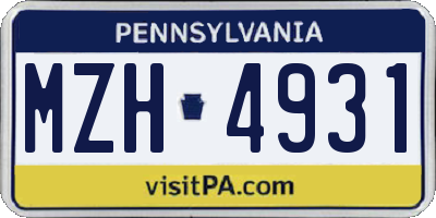 PA license plate MZH4931