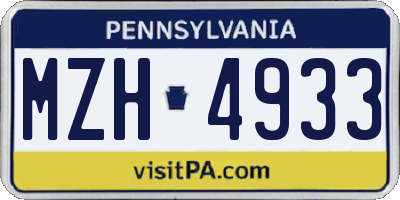 PA license plate MZH4933