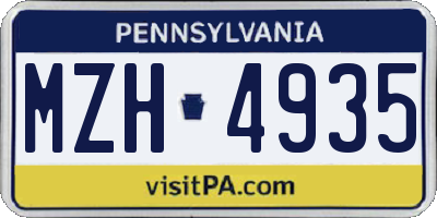 PA license plate MZH4935