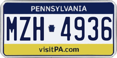 PA license plate MZH4936