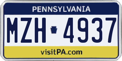 PA license plate MZH4937