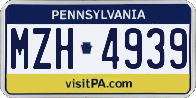 PA license plate MZH4939