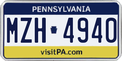 PA license plate MZH4940