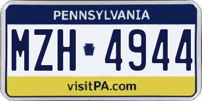 PA license plate MZH4944