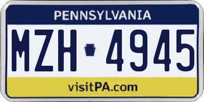 PA license plate MZH4945
