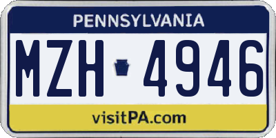 PA license plate MZH4946