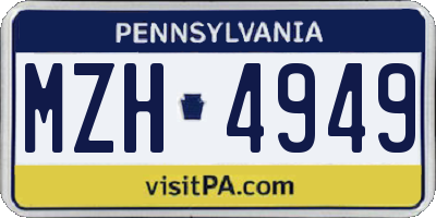PA license plate MZH4949
