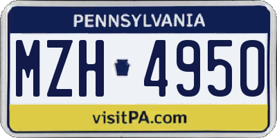 PA license plate MZH4950