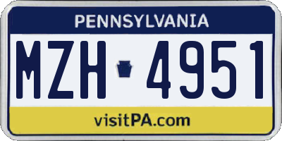 PA license plate MZH4951