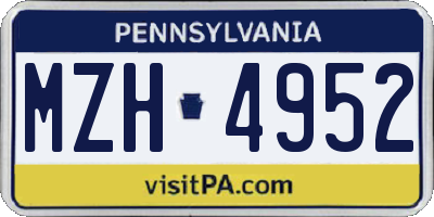 PA license plate MZH4952