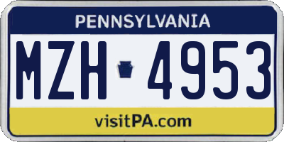 PA license plate MZH4953