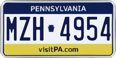 PA license plate MZH4954