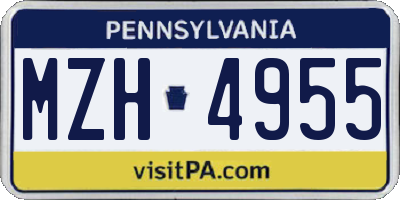 PA license plate MZH4955