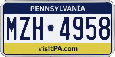 PA license plate MZH4958