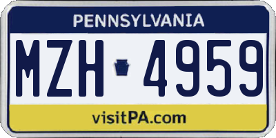 PA license plate MZH4959