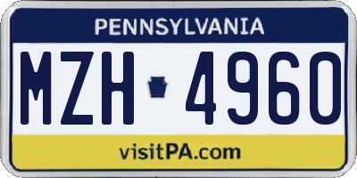 PA license plate MZH4960