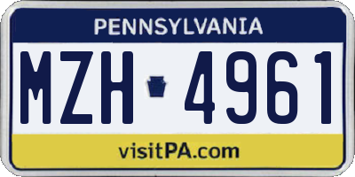 PA license plate MZH4961