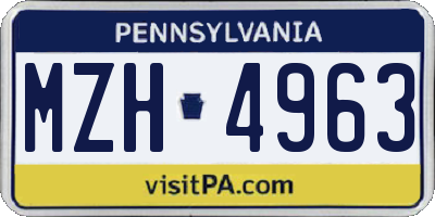 PA license plate MZH4963
