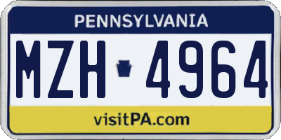 PA license plate MZH4964