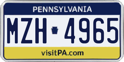 PA license plate MZH4965