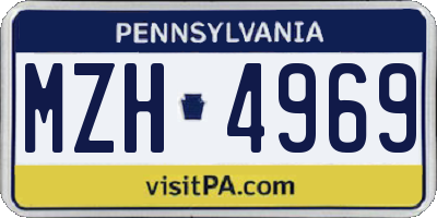 PA license plate MZH4969