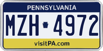PA license plate MZH4972