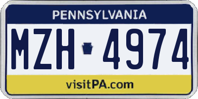 PA license plate MZH4974
