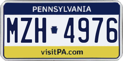 PA license plate MZH4976